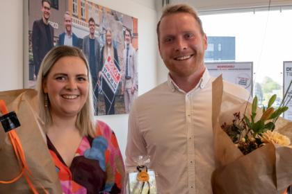 Karen-Marie Gramstrup og Philip Kjærgaard er stolte over, at blive kåret som årets EAMV-praktik. Karen-Marie Gramstrup og Philip Kjærgaard er stolte over, at blive kåret som årets EAMV-praktik.